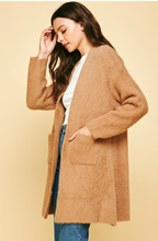 Load image into Gallery viewer, luxe brushed eyelash duster cardigan - camel