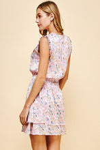 Load image into Gallery viewer, floral print satin mini dress - pink