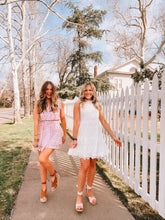 Load image into Gallery viewer, floral print satin mini dress - pink