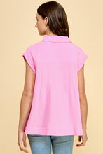 Load image into Gallery viewer, button down sleeveless collared shirt - pink