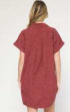 Load image into Gallery viewer, corduroy button-down mini dress - merlot