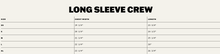 Load image into Gallery viewer, long sleeve crew size guide