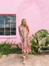 Load image into Gallery viewer, floral print square neck maxi dress - pink