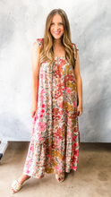 Load image into Gallery viewer, floral print square neck maxi dress - pink