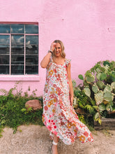 Load image into Gallery viewer, floral print square neck maxi dress - pink