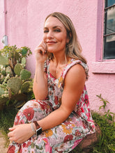 Load image into Gallery viewer, floral print square neck maxi dress - pink