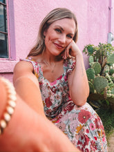 Load image into Gallery viewer, floral print square neck maxi dress - pink