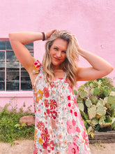 Load image into Gallery viewer, floral print square neck maxi dress - pink