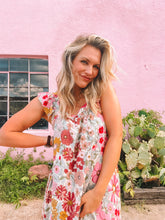 Load image into Gallery viewer, floral print square neck maxi dress - pink