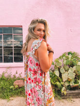 Load image into Gallery viewer, floral print square neck maxi dress - pink