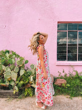 Load image into Gallery viewer, floral print square neck maxi dress - pink