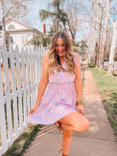 Load image into Gallery viewer, floral print satin mini dress - pink