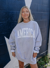 Load image into Gallery viewer, *PREORDER* friday + saturday: america collegiate sweatshirt