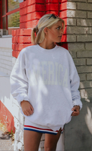 Load image into Gallery viewer, *PREORDER* friday + saturday: america collegiate sweatshirt