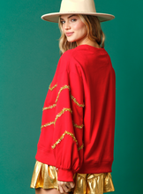 Load image into Gallery viewer, sequin christmas tree sweatshirt - red
