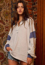 Load image into Gallery viewer, collared prep colorblock loose fit top - available in two colors
