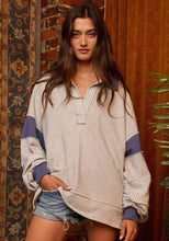 Load image into Gallery viewer, collared prep colorblock loose fit top - available in two colors