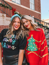 Load image into Gallery viewer, sequin christmas tree sweatshirt - red