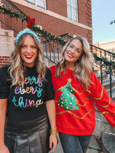 Load image into Gallery viewer, merry everything puff sleeve sweater - black