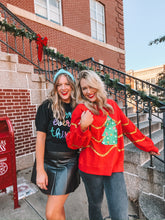 Load image into Gallery viewer, sequin christmas tree sweatshirt - red