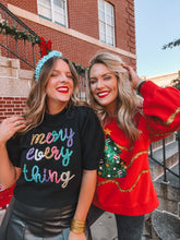 Load image into Gallery viewer, merry everything puff sleeve sweater - black