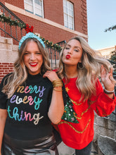 Load image into Gallery viewer, merry everything puff sleeve sweater - black