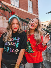 Load image into Gallery viewer, sequin christmas tree sweatshirt - red