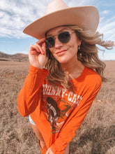 Load image into Gallery viewer, daydreamer: johnny cash boots and hat long sleeve crew tee