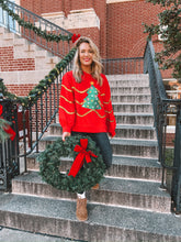 Load image into Gallery viewer, sequin christmas tree sweatshirt - red