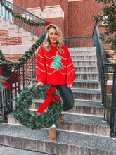 Load image into Gallery viewer, sequin christmas tree sweatshirt - red