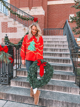 Load image into Gallery viewer, sequin christmas tree sweatshirt - red