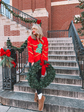 Load image into Gallery viewer, sequin christmas tree sweatshirt - red