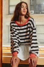 Load image into Gallery viewer, stripe print long sleeve top - black/white