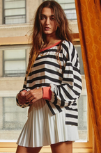 Load image into Gallery viewer, stripe print long sleeve top - black/white