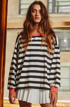Load image into Gallery viewer, stripe print long sleeve top - black/white