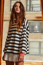 Load image into Gallery viewer, stripe print long sleeve top - black/white