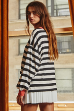 Load image into Gallery viewer, stripe print long sleeve top - black/white