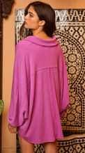 Load image into Gallery viewer, collared oversized button up top - purple