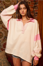 Load image into Gallery viewer, collared prep colorblock loose fit top - available in two colors