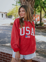 Load image into Gallery viewer, charlie southern: USA flag corded sweatshirt - red