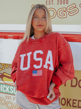 Load image into Gallery viewer, charlie southern: USA flag corded sweatshirt - red