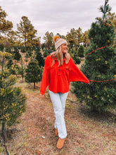 Load image into Gallery viewer, french terry knit collared button up top - cajun shrimp