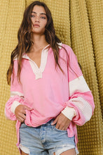 Load image into Gallery viewer, collared prep colorblock loose fit top - available in two colors