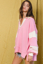 Load image into Gallery viewer, collared prep colorblock loose fit top - available in two colors