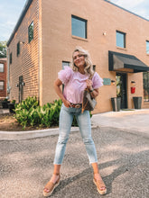 Load image into Gallery viewer, knit ruffle chiffon sleeve top - lavender