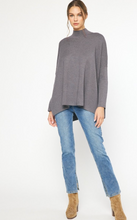 Load image into Gallery viewer, mock neck long sleeve knit sweater - charcoal