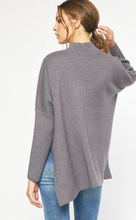Load image into Gallery viewer, mock neck long sleeve knit sweater - charcoal