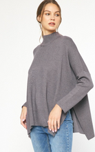 Load image into Gallery viewer, mock neck long sleeve knit sweater - charcoal