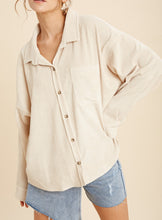 Load image into Gallery viewer, shacket: corduroy front one pocket shirt - sand