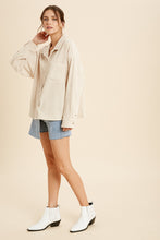 Load image into Gallery viewer, shacket: corduroy front one pocket shirt - sand